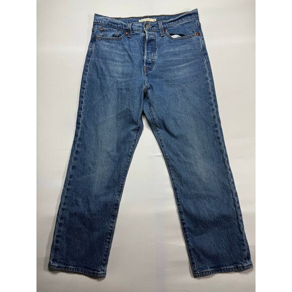 Levi's Women's Wedgie Straight Leg Button Fly Blue Denim Jeans - Size 29x26 - Picture 1 of 8